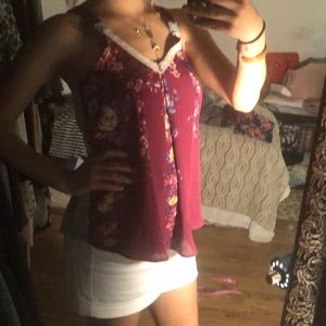 Maroon Floral Top
